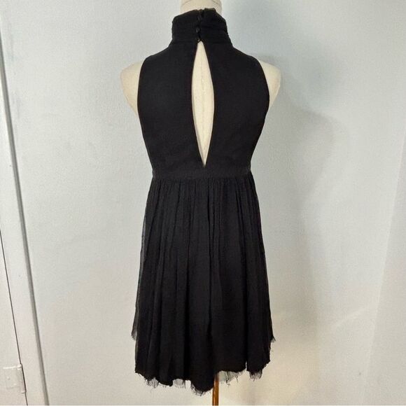 ZARA BASIC Womens Sz M Midi Dress Black 100% Silk Mock Neck Sleeveless Cocktail - Picture 9 of 12